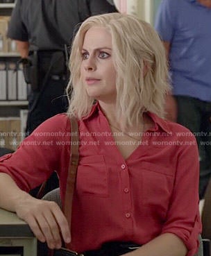 Liv’s red button front blouse on iZombie