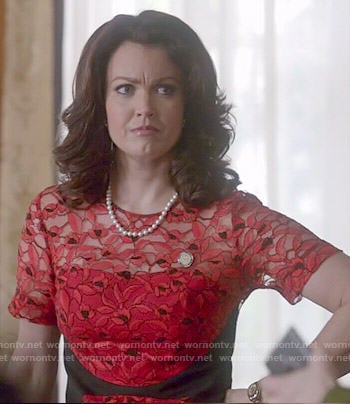 Mellie’s red lace dress on Scandal