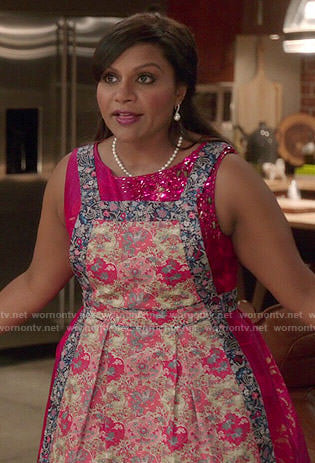 Mindy’s pink embellished dress on The Mindy Project