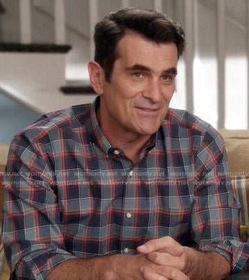Phil’s teal and red plaid shirt on Modern Family