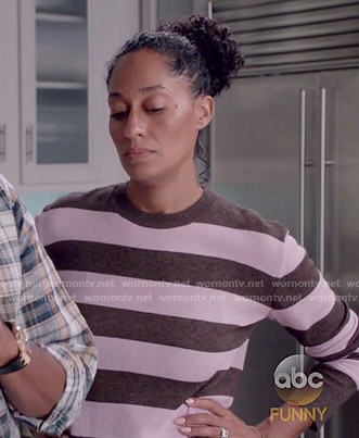 Rainbow’s pink and brown striped sweater on Black-ish