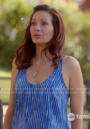 Regina’s blue striped tank top on Switched at Birth
