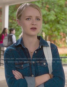 Taylor’s denim shirtdress on Finding Carter