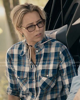 Elizabeth’s plaid shirt on Madam Secretary