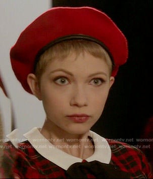 Feather’s red plaid shift dress on Scream Queens