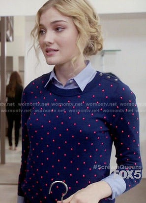 Grace’s blue polka dot sweater on Scream Queens