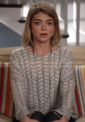 Haley’s grey mesh sweater on Modern Family