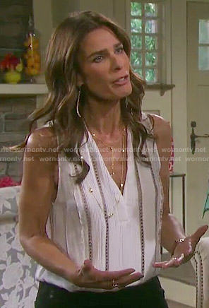 Hope’s white sleeveless pintucked top on Days of our Lives
