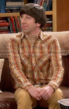 Howard’s tan and orange plaid shirt on The Big Bang Theory