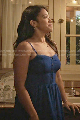 Jane’s blue button front dress on Jane the Virgin