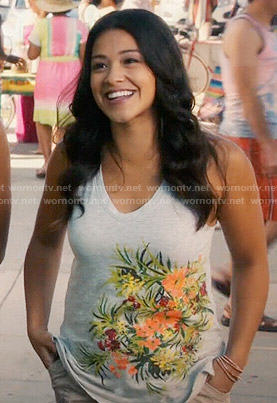 Jane’s grey floral v-neck tank top on Jane the Virgin