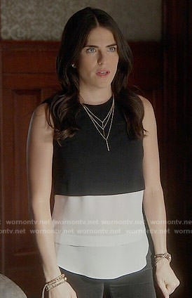Laurel’s black and white layered top on How to Get Away with Murder