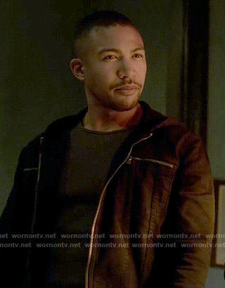 Marcel’s black jacket with zip pockets on The Originals