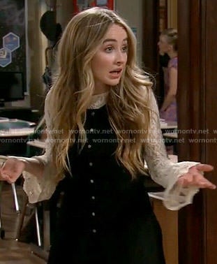 Maya’s white lace top and black button-front romper on Girl Meets World