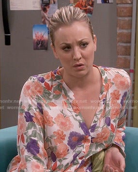 Penny’s orange and purple floral blouse on The Big Bang Theory