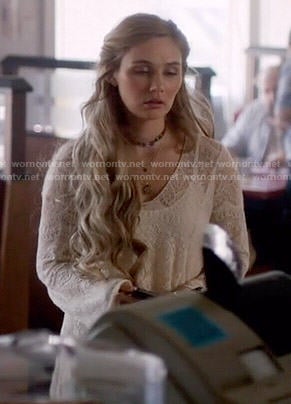 Scarlett’s long pointelle sweater on Nashville