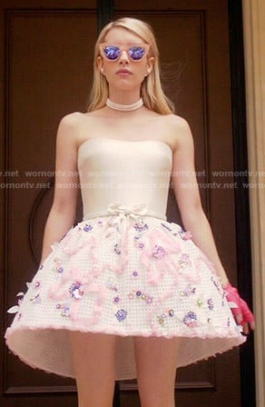 Chanel’s structured strapless dress on Scream Queens