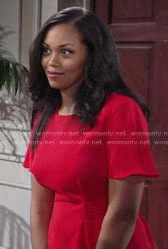 Hilary’s red peplum blouse on The Young and the Restless