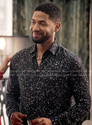 Jamal’s black paint splatter print shirt on Empire