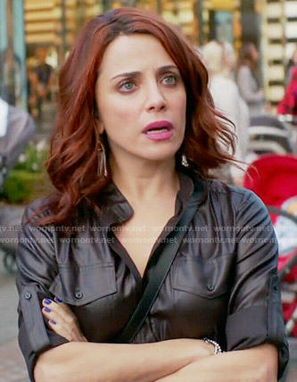 Jo’s black wet-look romper on Girlfriends Guide to Divorce