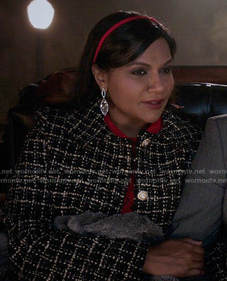 Mindy’s black tweed coat on The Mindy Project
