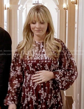 Rhonda’s burgundy floral dress on Empire