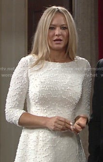 Sharon’s white textured dress on The Young and the Restless