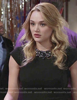 Summer’s black embellished neck playsuit on The Young and the Restless