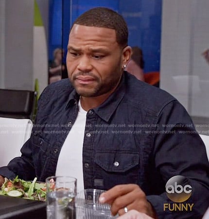 Andre’s navy button down shirt on Black-ish