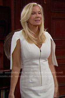 Brooke’s white zip front caped dress on The Bold and the Beautiful