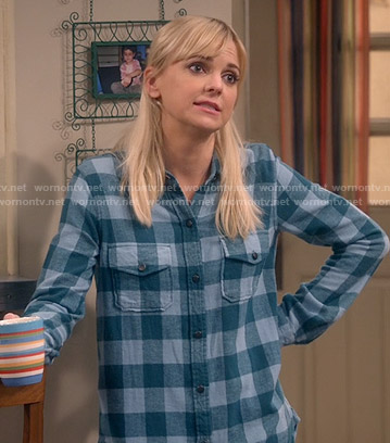 Christy’s teal buffalo checked shirt on Mom