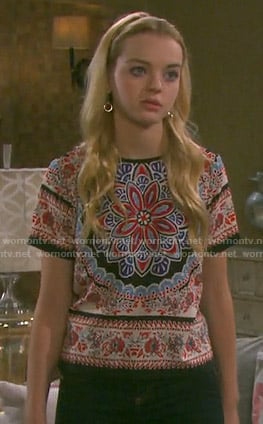 Claire’s scarf print top on Days of our Lives