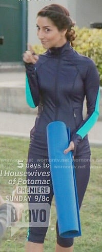 Delia’s navy and turquoise workout jacket on Girlfriends Guide to Divorce