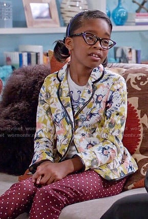 Diane’s Diva Tude tee, floral blazer and polka dot pants on Black-ish