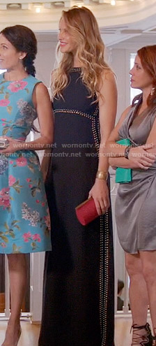 Phoebe’s black studded maxi dress on Girlfriends Guide to Divorce