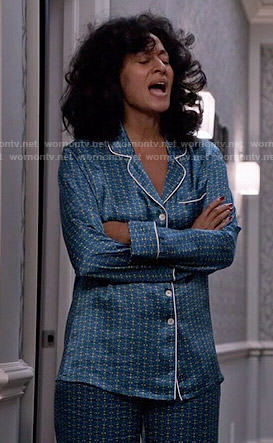 Rainbow’s blue printed pajamas on Black-ish