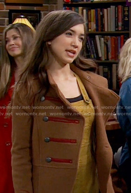 Riley’s camel coat with red trim on Girl Meets World