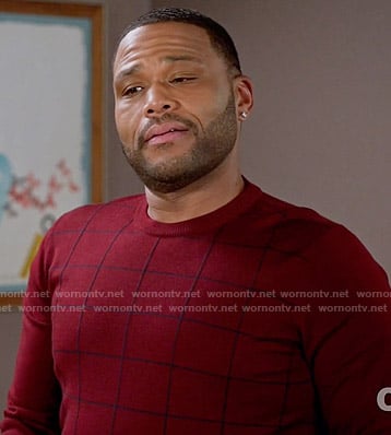 Andre’s red windowpane sweater on Black-ish