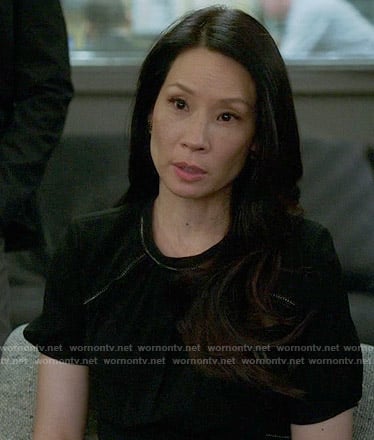 Joan’s black short sleeved dress on Elementary