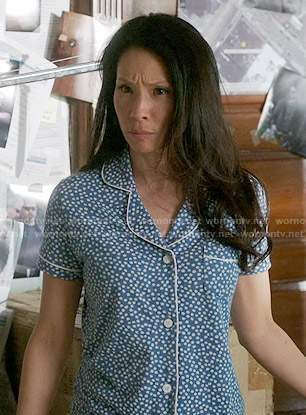 Joan’s blue polka dot pajamas on Elementary