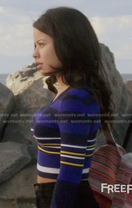 Mariana’s blue striped crop top on The Fosters