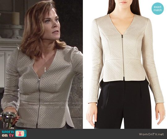 Bcbgmaxazria Pearson Diamond Quilted Faux Leather Jacket worn by Phyllis Newman (Gina Tognoni) on The Young and the Restless