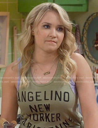 Gabi’s olive green Angelino New Yorker Parisienne tank top on Young and Hungry