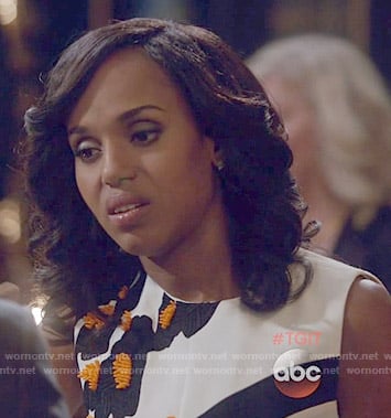 Olivia’s black and white dress with orange applique on Scandal