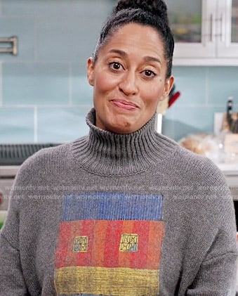 Rainbow’s grey printed turtleneck sweater on Black-ish