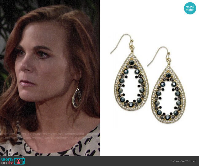 INC International Concepts Glass Stone Teardrop Earrings worn by Phyllis Newman (Gina Tognoni) on The Young and the Restless