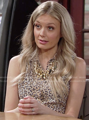 Abby’s sleeveless leopard print shirtdress on The Young and the Restless