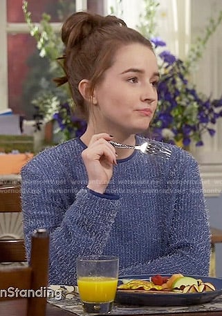 Eve’s blue fluffy sweater on Last Man Standing