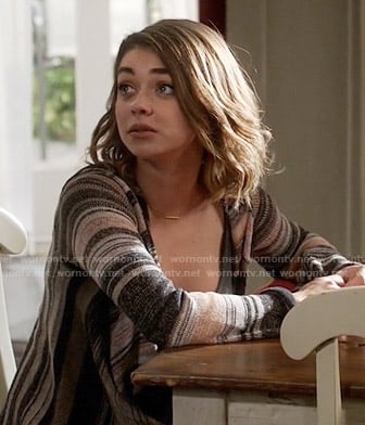 Haley’s striped hooded cardigan on Modern Family