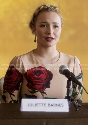 Juliette’s beige rose print dress on Nashville